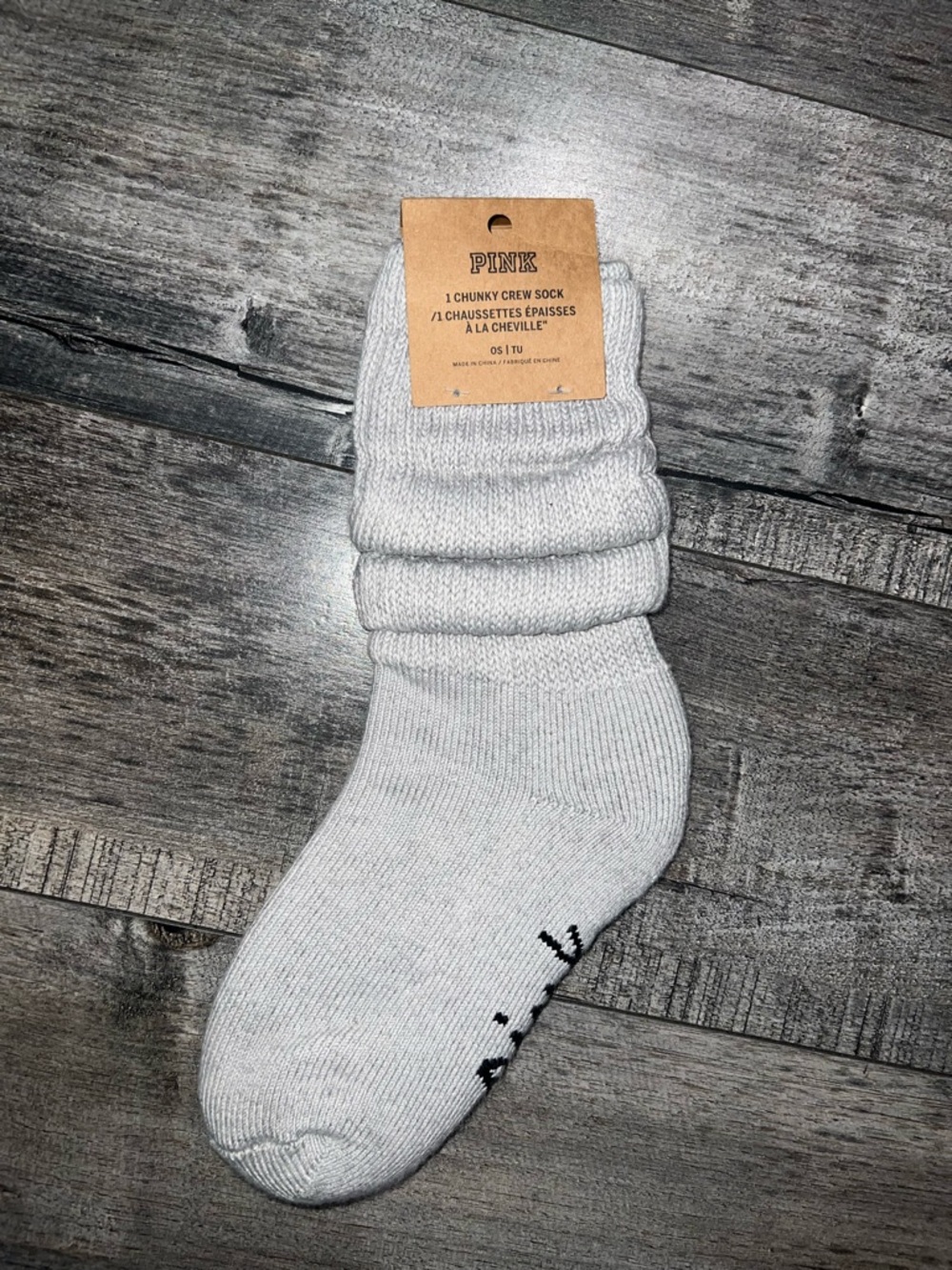 PINK Victoria's Secret Chunky Crew Socks — Light Gray